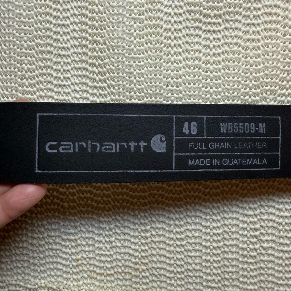 Carhartt Black Leather Men's Belt WB5509-M Size 46 - Picture 3 of 11